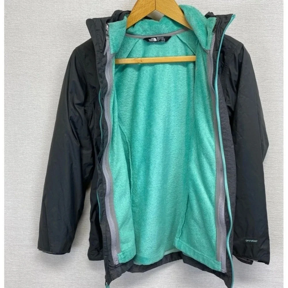 The North Face Gray DryVent Fleece Removable Lined Hooded‎ Jacket Kids L/G 14-16